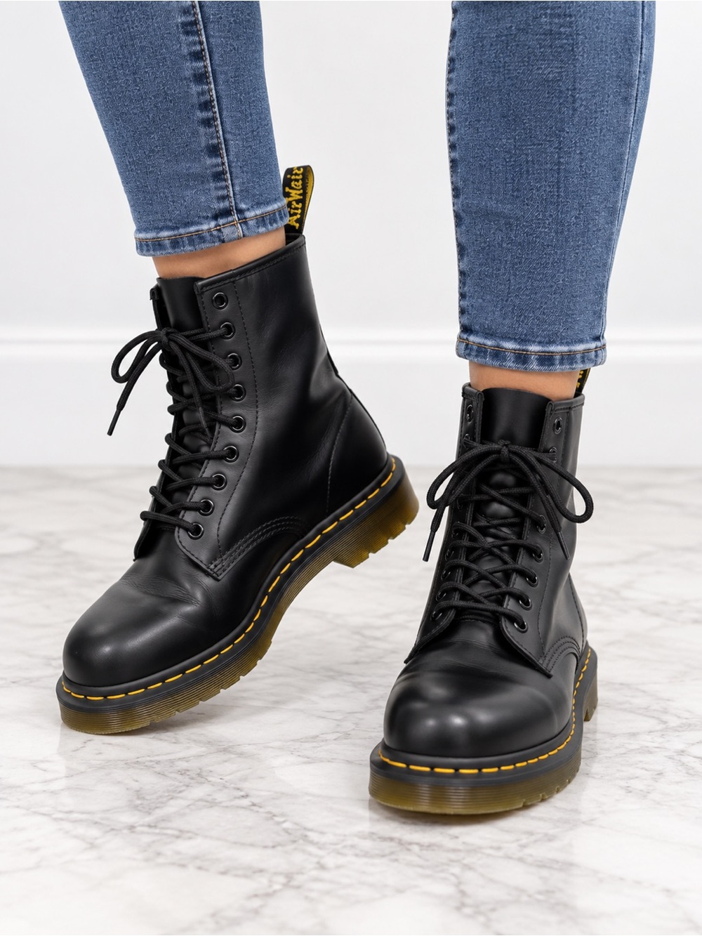 Dr Martens 11821 Black Leather 8 Eye Lace Up Combat Boots Women US 10 EU 42